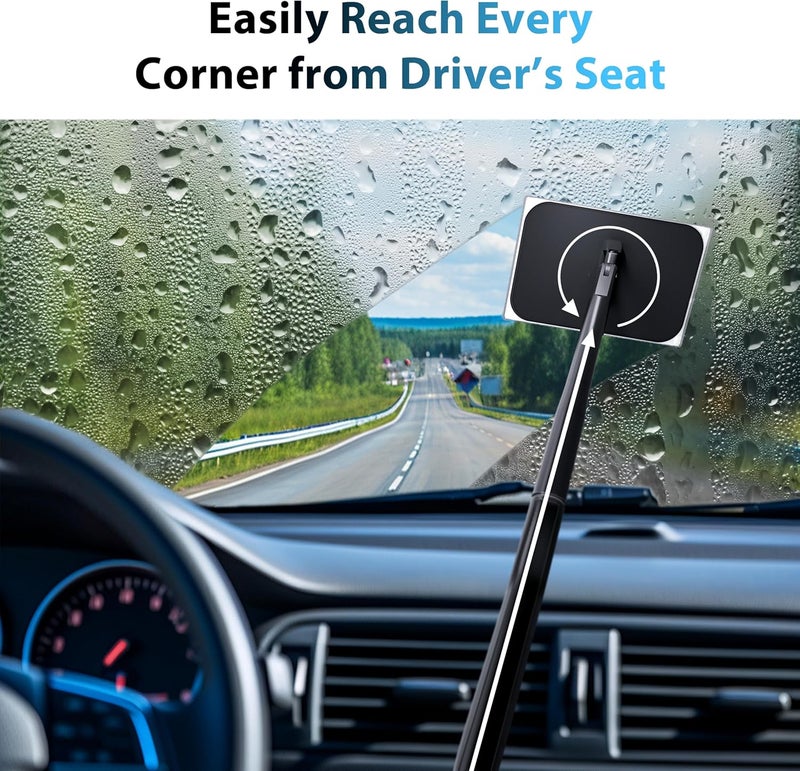 desin Car Windshield Cleaning Tool, Windshield Cleaner with 5 Washable and Reusable Microfiber Pads and Extendable Handle, for Auto Glass Wiper - Image 5